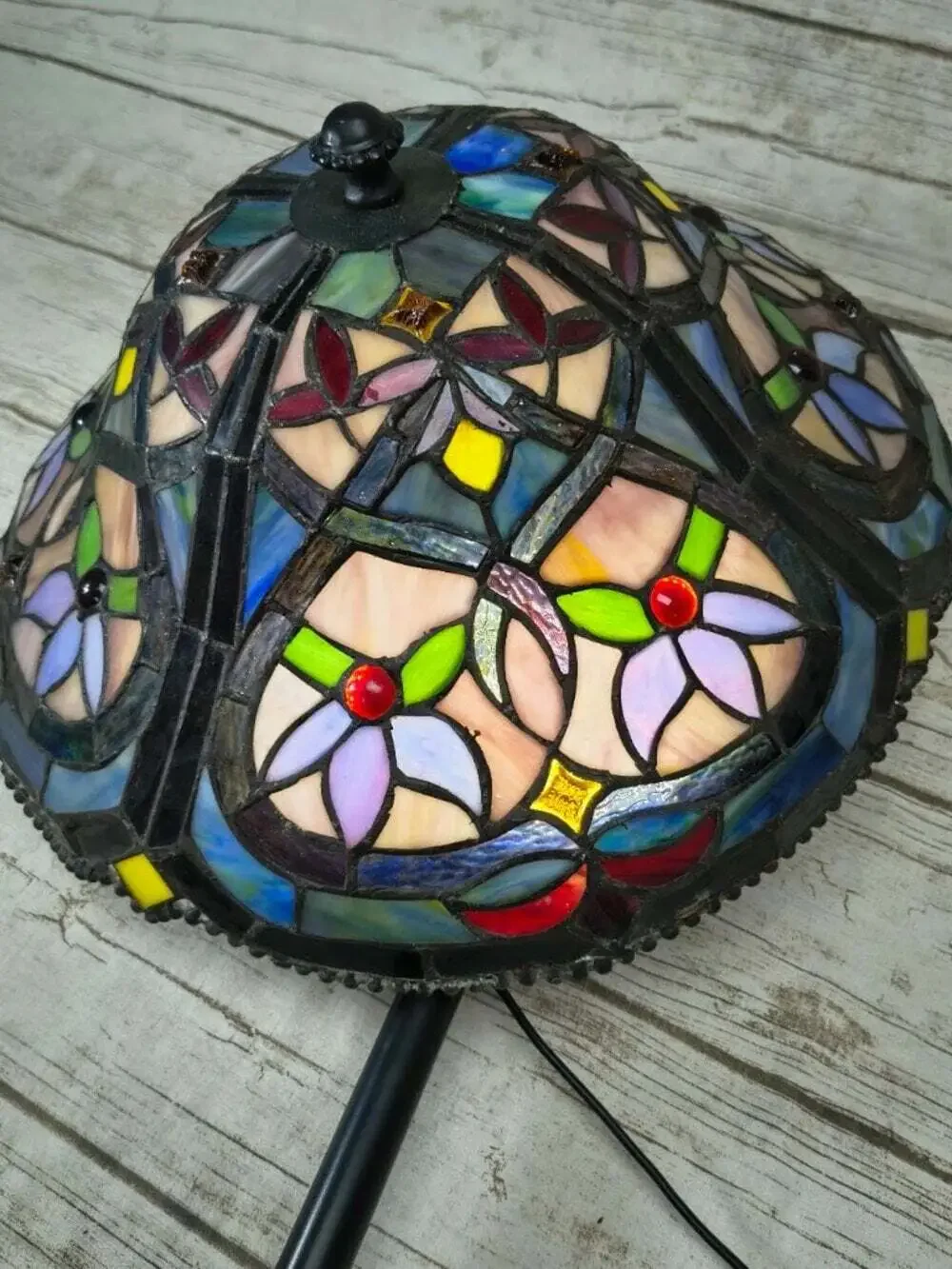 Tiffany Style Stained Glass Floral Flush Mount Ceiling Light Fixture Art Nouveau